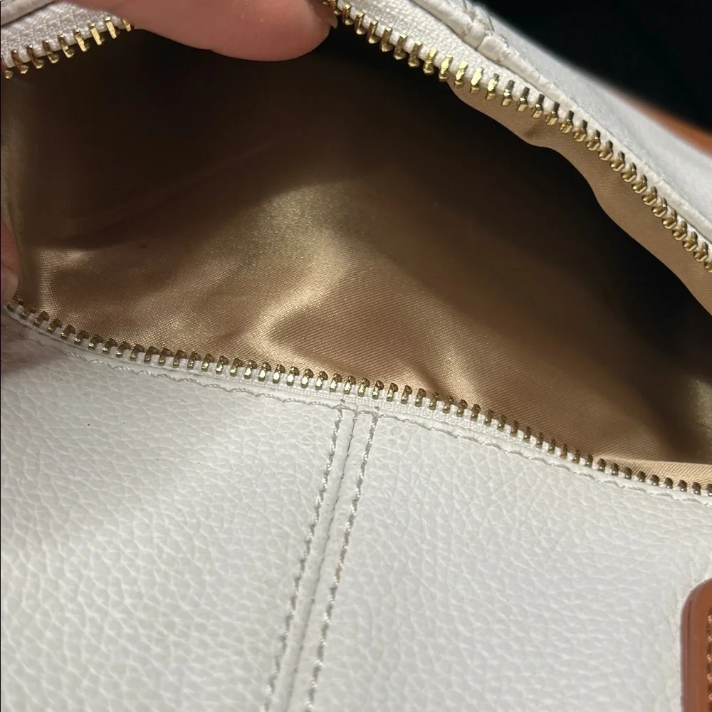Joy & Iman White and Tan Satchel with Gold Chain